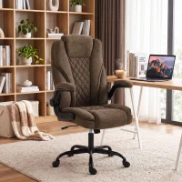 HOMCOM Office Chair, Ergonomic Desk Chair with Flip-up Armrest, Pocket Springs, Swivel Wheels, Adjustable Height, Brown(m-2)