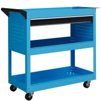 HOMCOM Werkzeugkoffer Werkzeugtrolley Werkzeugbox, 3 Ebenen, 4 Rollen, 82 cm x 35 cm x 76 cm, Blau(m-1)