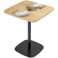 HOMCOM Kleiner Esstisch, 60 cm, quadratisch, MDF-Tischplatte, Stahlsockel, für Wohnzimmer, Esszimmer, Küche, Naturholz+Schwarz(m-11)