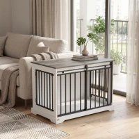 PawHut 100 cm Large Dog Crate Furniture with Sliding Barn Door for Large Dogs, White(m-8)