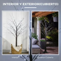 HOMCOM Árbol Luminoso LED Blanco Cálido 96 LEDs Uso Interior 150 cm Decoración de Navidad Marrón(m-7)