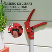 Outsunny Tijeras de Podar de Jardín 180 cm con Mango de Aluminio Ligero y Resistente Cuchilla Metálica para Poda de Ramas Altas Plata(m-6)