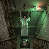 HOMCOM 170cm Animated Hanging Swing Ghost Halloween Decoration, Sound Touch Activated Ghost Halloween Animatronic(m-8)