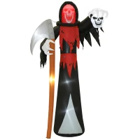Outsunny Halloween-Dekoration 3,7 m riesiger Sensenmann mit LED-Beleuchtung Leuchtende Luftfigur für Outdoor(m-1)