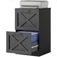 HOMCOM Gaveteiro de Escritório com 2 Gavetas, Ficheiros Suspensos para Formatos Carta/A4, Estilo Rústico, 40x40x71cm, Preto(m-7)