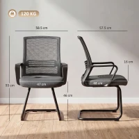 HOMCOM Padded Meeting Office Chair, Ergonomic Desk Chair No Wheels with Sled Base for Bedroom, Waiting, Reception, Dark Grey(m-3)