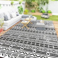 Outsunny Outdoor Teppich robuster Wetterfest Outdoorteppich, Carpet mit Boho-Style, Outdoor-Teppich für Wohnzimmer Balkon(m-10)