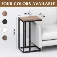 WLIVE C-Shaped Side Table, Built with Solid Metal Frame and Open Storage Design, Slim Structure Perfect for Small Spaces, Ideal for Living Room and Bedroom, Brown(m-3)