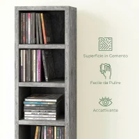 HOMCOM Mobile Libreria Porta CD a 12 Ripiani per 204 CD, in MDF e Truciolato, 21x20x175 cm, Grigio(m-5)