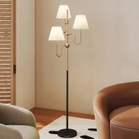 HOMCOM Floor Lamp, 165 cm Tall Standing Lamp with 3 Light and Foot Switch for Living Room, Bedroom, Bedside, Office, E27 Base Without Bulb (40W Max)(m-9)