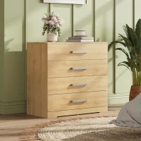 WLIVE Chest of Drawers with 4 Drawers, Metal Handles and Runners, Modern Storage Drawers for Bedroom, Kids Room, Closet, Oak(m-8)