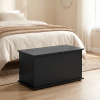 HOMCOM Coffre de Rangement, Banc de Rangement avec Couvercle Rabattable et Charnières de Sécurité, 80 x 40 x 45 cm, Noir(m-2)