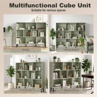 HOMCOM 10-Cube Bookcase, 3-Tier Book Shelf with Solid Wood Legs, 140 cm Modern Bookshelf with Anti-Tip Kit, Light Green(m-7)