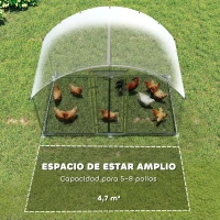 PawHut Gallinero para Exterior 2,8x1,7x1,9 m Cubierta de Tela Oxford Anti-UV Impermeable Pestillos para 5-8 Gallinas Plata(m-4)