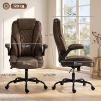 HOMCOM Office Chair, Ergonomic Desk Chair with Flip-up Armrest, Pocket Springs, Swivel Wheels, Adjustable Height, Brown(m-3)