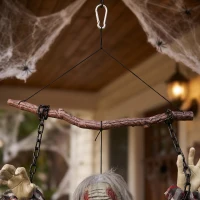 HOMCOM 110cm Screaming Animated Hanging Halloween Decoration, Sound Touch Activated Zombie Decor with Glowing Red Eyes(m-13)