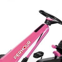 AIYAPLAY Kids Pedal Go Kart with Adjustable Seat, EVA Tyres, Manual Clutch, Brake, Go Kart for Kids 3-8 Years, Pink(m-13)
