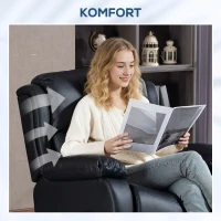 HOMCOM Massagesessel, Wärme- & Liegefunktion, Kunstleder, bis 150kg, 97x92x104cm, Schwarz(m-8)