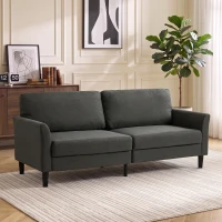 HOMCOM 3-Sitzer-Sofa aus Stoff in Leinenoptik mit geschwungenen Armlehnen und dicker Polsterung, Dunkelgrau(m-2)