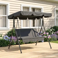 Outsunny Balancelle de Jardin 3 Places Toit Inclinaison réglable Coussins Assise et Dossier Acier Noir Polyester Noire(m-9)