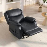 HOMCOM Massagesessel, Wärme- & Liegefunktion, Kunstleder, bis 150kg, 97x92x104cm, Schwarz(m-10)