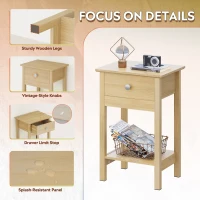 WLIVE Wooden Bedside Table, Nightstand with Shelf Drawer, Wooden Side Sofa Tables, for Small Spaces, End Tables for Living Room, Bedroom (1, Oak)(m-4)