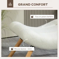 HOMCOM Repose pied salon ottoman pouf salon tabouret de canapé en tissu avec pieds en bois de hêtre, siège rembourré, crème(m-6)