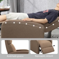 HOMCOM Sillón Reclinable Manual Sofá Individual con Reclinación hasta 155º Carga 150 kg Marrón(m-6)
