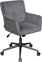 DEVAISE Vanity Chair with Silent Wheels, Height Adjustable Swivel Corduroy Chair for Dressing Table, Easy Assembly Ideal for Home Bedroom and Living Room, Charcoal Grey(m-2)