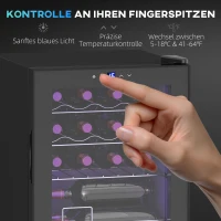 HOMCOM Freistehender Weinkühlschrank, 16 Flaschen, für Hausbar, Wohnzimmer, Küche Touchscreen, Glastür, LED-Beleuchtung(m-7)