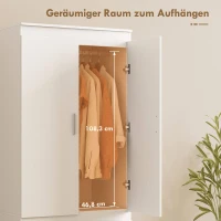 HOMCOM Schlafzimmer-Garderobe mit 2 Türen, 2 Schubladen, 3 Fächer, Holz, Weiß(m-4)