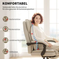 HOMCOM Bürostuhl mit tierfreundlichem Kunstleder-Bezug, Fußstütze, höhenverstellbar, rollbar, Beige(m-4)