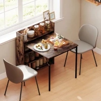 HOMCOM Esstisch Klappbar mit Regal, Industrie-Design, Platzsparend, Für Kleine Räume, 80x90x93cm, Rustikal-Braun(m-7)