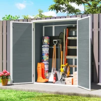 Outsunny Tuinberging 0,8m², Tuinhuis met inklapbare planken, 134 x 68,5 x 170 cm Kunststof met Afsluitbare Dubbele Deur Bodemplaat(m-10)