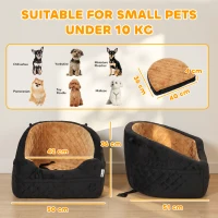 PawHut Dog Car Seat, Detachable Washable Dog Booster Seat with Thick Cushion, Seat Belt, Pockets for Small Under 10kg, Brown(m-3)