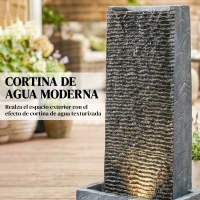 Outsunny Fuente de 2 niveles, fuente de jardín con iluminación LED, bomba, aspecto granito 37,5 x 22 x 80 cm(m-4)