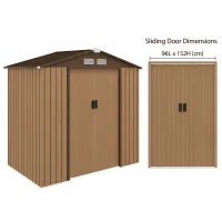 Outsunny 7 x 4ft Lockable Metal Garden Tool Storage Shed, Outdoor Storage Shed with Foundation and vents, Light Brown(m-3)