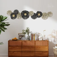 HOMCOM Wandbild, Wandschmuck mit Metallrahmen, moderner Stil, Schwarz+Gold(m-10)