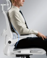 DEVAISE Ergonomic High Back Chair, Breathable Mesh Office Chair Featuring Dynamic Lumbar Support, Adjustable Headrest, 3D Armrests and 360° Swivel Function for Home Office, Grey(m-7)