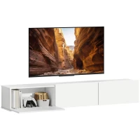 HOMCOM Schwebender TV-Schrank, Wandmontage, 3 Schubladen, viel Stauraum, 180 cm, Weiß(m-12)