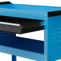 HOMCOM Werkzeugkoffer Werkzeugtrolley Werkzeugbox, 3 Ebenen, 4 Rollen, 82 cm x 35 cm x 76 cm, Blau(m-9)