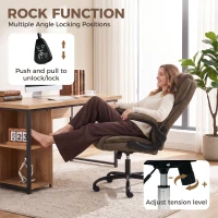 HOMCOM Office Chair, Ergonomic Desk Chair with Flip-up Armrest, Pocket Springs, Swivel Wheels, Adjustable Height, Brown(m-5)
