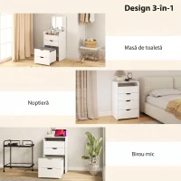 HOMCOM Măsuță de Toaletă cu Oglindă Rabatabilă și Scaun, Compactă, Alb(m-4)