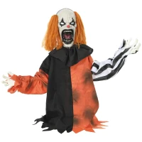 HOMCOM Animated Halloween Face Changing Clown, Animatronic Joker with Cackling Sound, Glowing Eyes, Sound/Touch Activated(m-1)