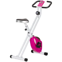 SPORTNOW Cyclette Pliable Magnétique à 8 Niveaux avec Écran LCD, Roulettes et Selle Réglable, Rose et Blanc(m-7)