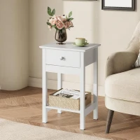 WLIVE Wooden Bedside Table, Nightstand with Shelf Drawer, Wooden Side Sofa Tables, for Small Spaces, End Tables for Living Room, Bedroom (2, White)(m-8)