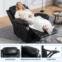 HOMCOM Massagesessel mit 8 Vibrationsköpfen, Relaxsessel, verstellbare Rückenlehne + Fußstütze, Schwarz(m-8)