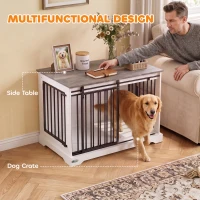 PawHut 100 cm Large Dog Crate Furniture with Sliding Barn Door for Large Dogs, White(m-7)