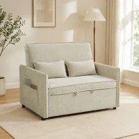 HOMCOM Canapea Convertible 2 Locuri, Canapea-Pat 3 în 1 Catifea 137 cm, Spătar Reglabil, Șezut Lat, 2 Perne, Verde(m-2)