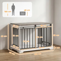PawHut 100 cm Large Dog Crate Furniture with Sliding Barn Door for Large Dogs, White(m-3)
